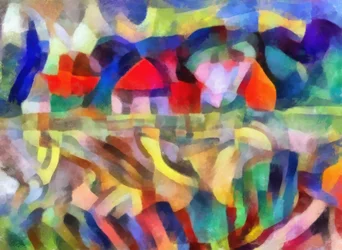 Red-Orange Houses in the Field
